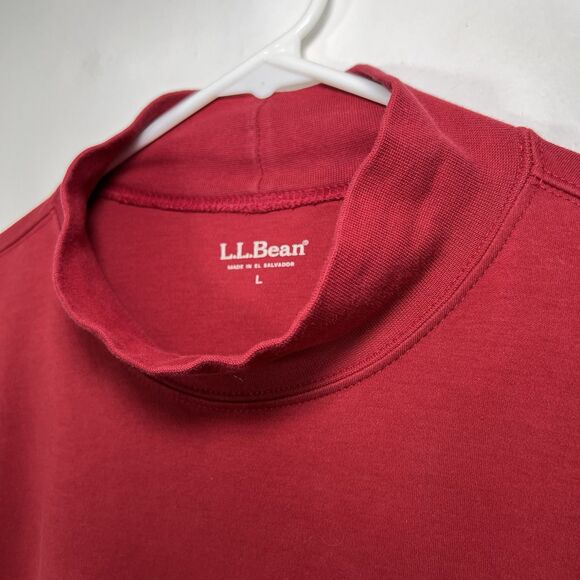 LL Bean Long Sleeve Mock Neck T Shirt Mens Size Large Cotton Spandex Stretch - Picture 6 of 11